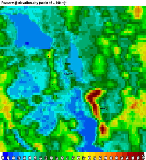 Pszczew elevation map