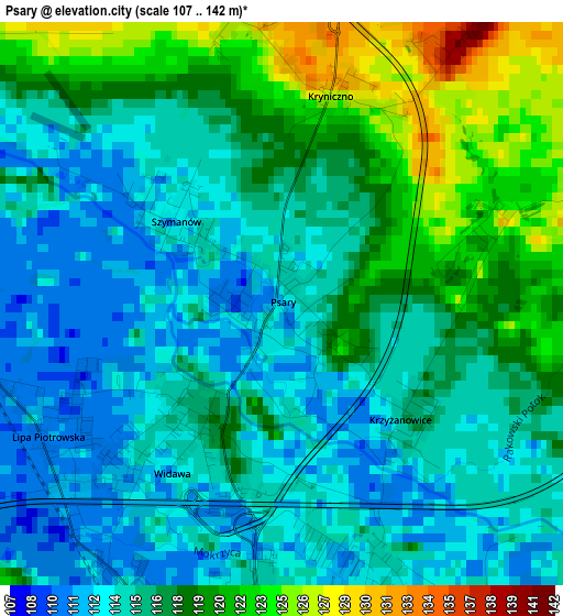 Psary elevation map