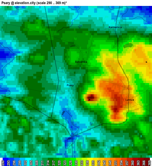 Psary elevation map