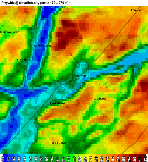 Przywidz elevation map