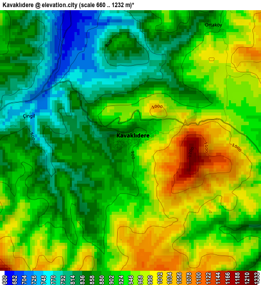 Kavaklıdere elevation map