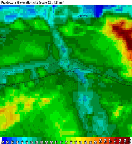 Przytoczna elevation map