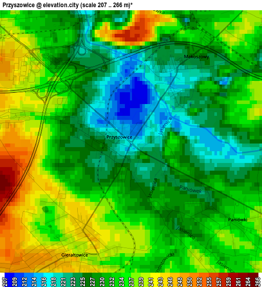 Przyszowice elevation map