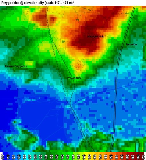 Przygodzice elevation map