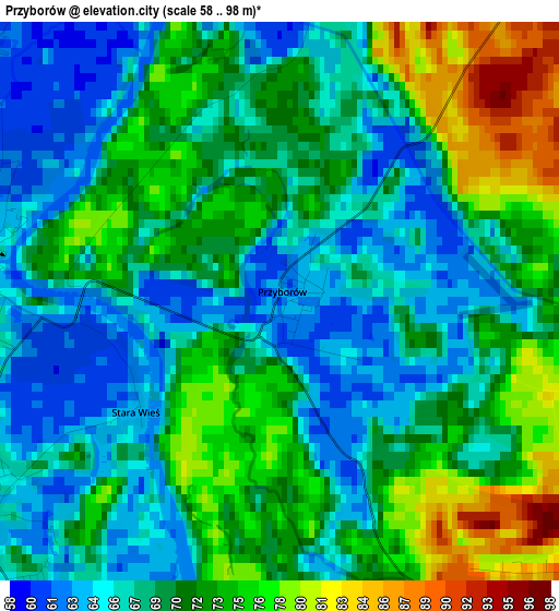 Przyborów elevation map