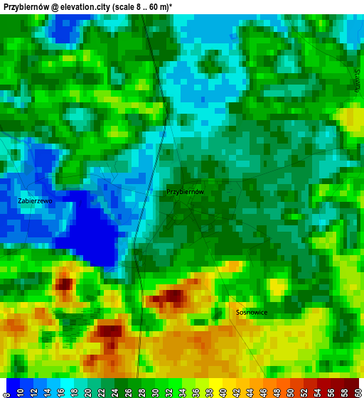 Przybiernów elevation map