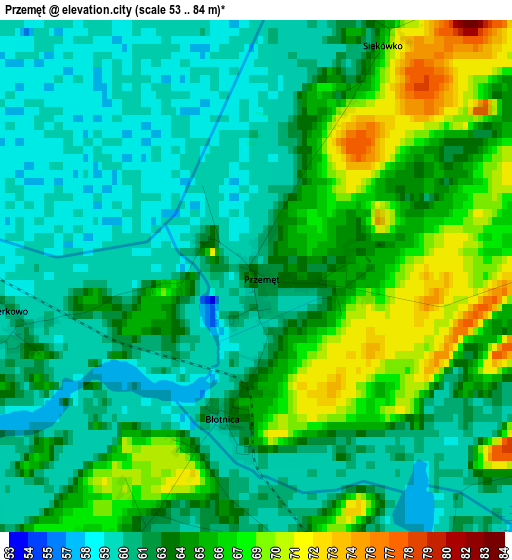 Przemęt elevation map