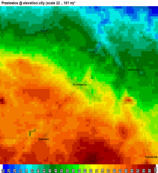 Przelewice elevation map