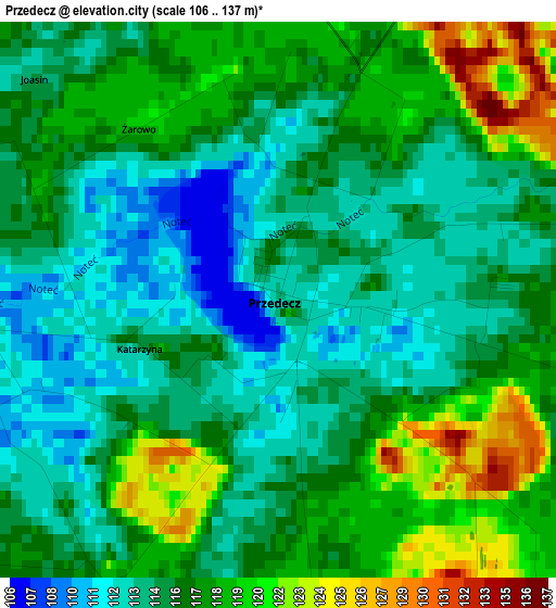 Przedecz elevation map