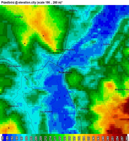 Przedbórz elevation map