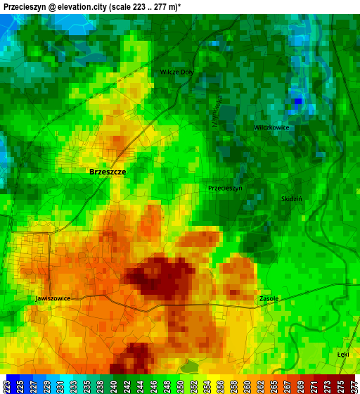 Przecieszyn elevation map