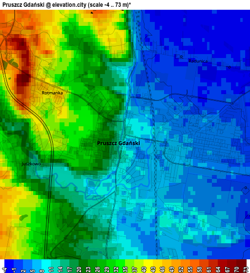 Pruszcz Gdański elevation map