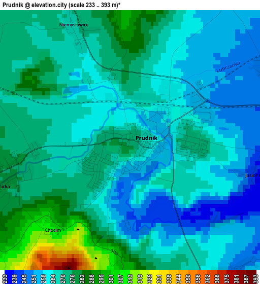 Prudnik elevation map