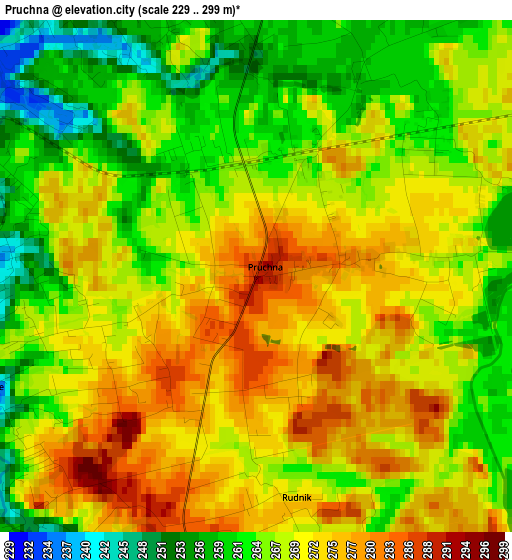 Pruchna elevation map