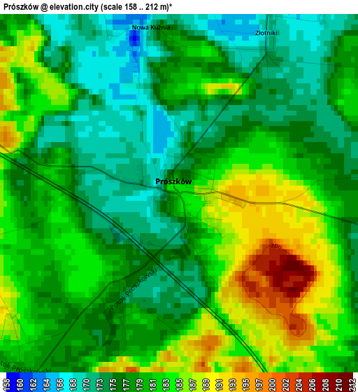 Prószków elevation map