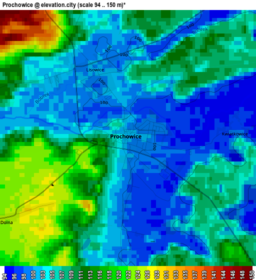 Prochowice elevation map