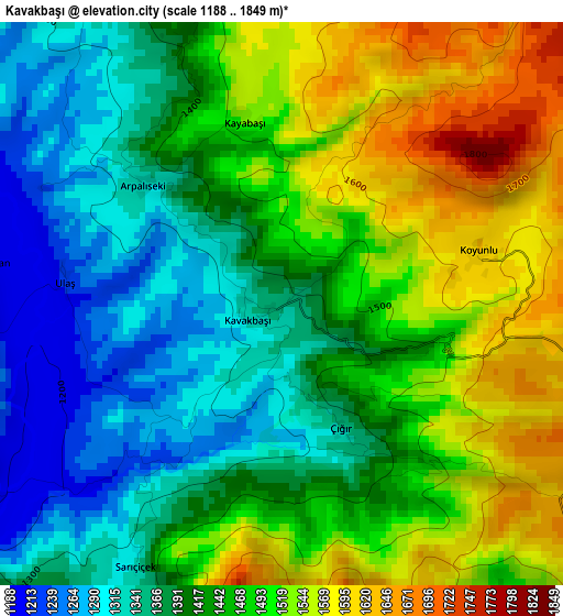 Kavakbaşı elevation map