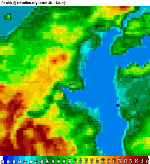 Powidz elevation map