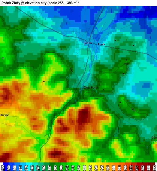 Potok Złoty elevation map