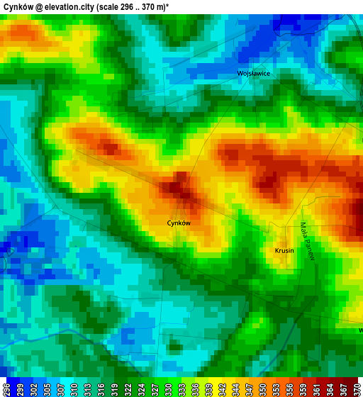 Cynków elevation map