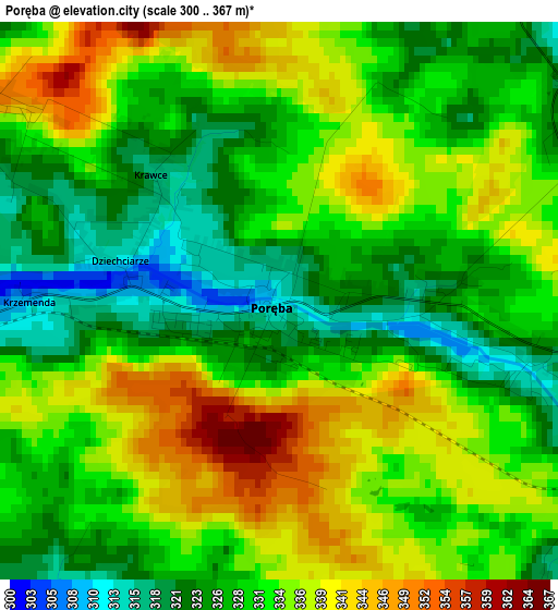 Poręba elevation map