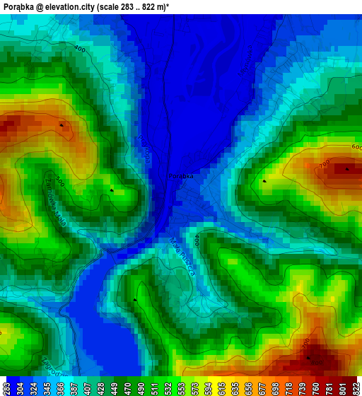 Porąbka elevation map