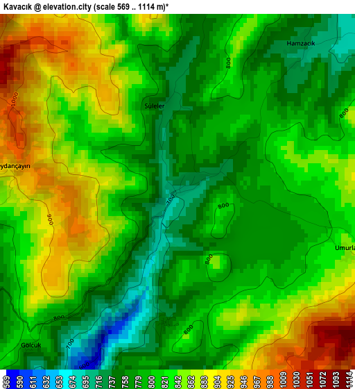 Kavacık elevation map