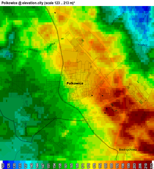 Polkowice elevation map