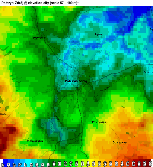 Połczyn-Zdrój elevation map