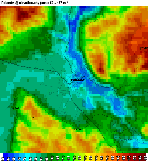 Polanów elevation map