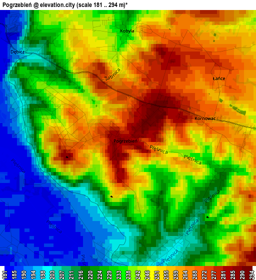 Pogrzebień elevation map