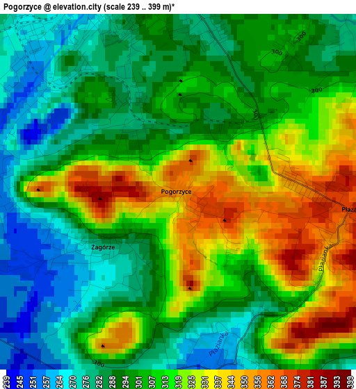 Pogorzyce elevation map