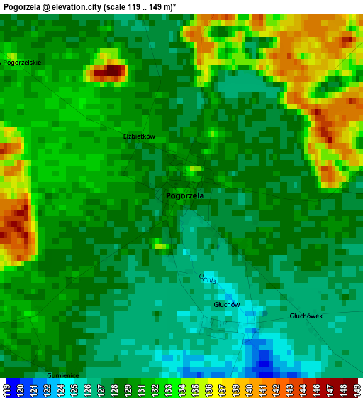 Pogorzela elevation map