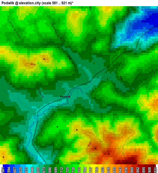 Podwilk elevation map