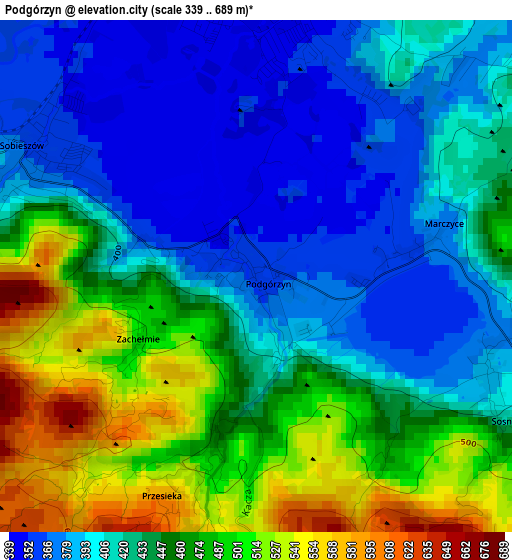 Podgórzyn elevation map