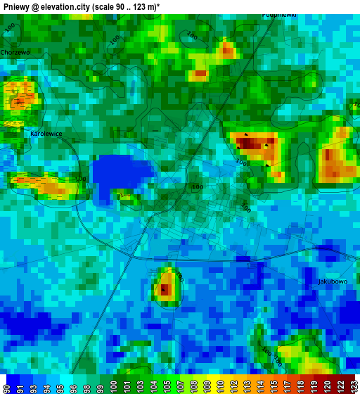 Pniewy elevation map