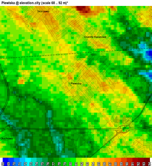 Plewiska elevation map