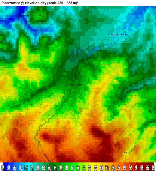 Pisarzowice elevation map