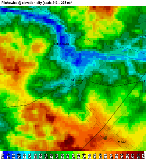 Pilchowice elevation map