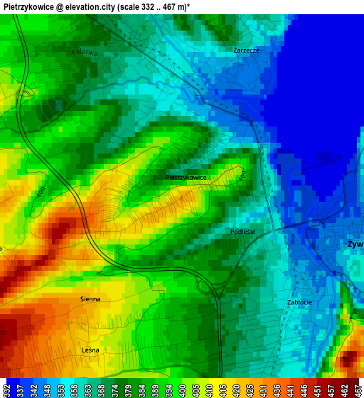 Pietrzykowice elevation map