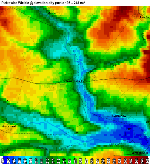 Pietrowice Wielkie elevation map