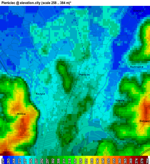 Pierściec elevation map