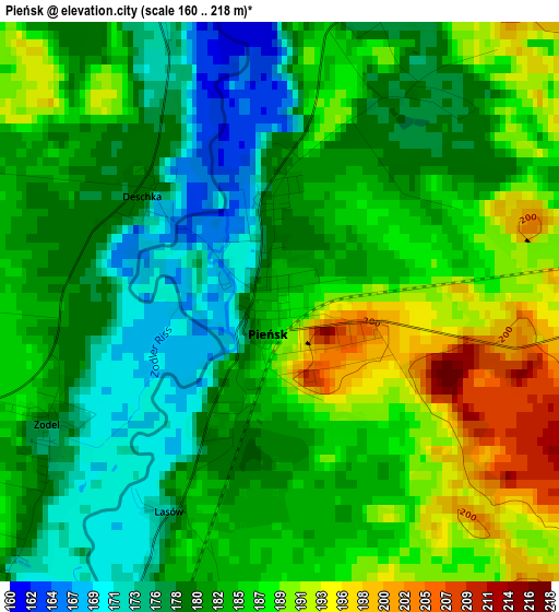 Pieńsk elevation map