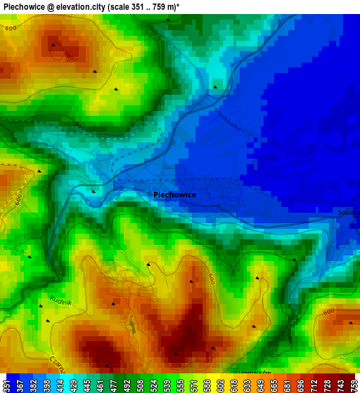 Piechowice elevation map