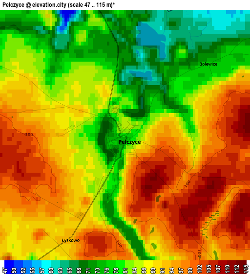 Pełczyce elevation map