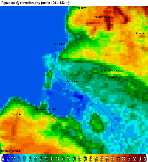 Pęczniew elevation map