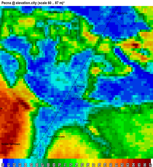 Pecna elevation map