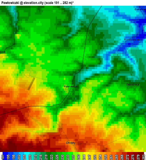 Pawłowiczki elevation map