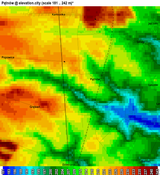 Pątnów elevation map