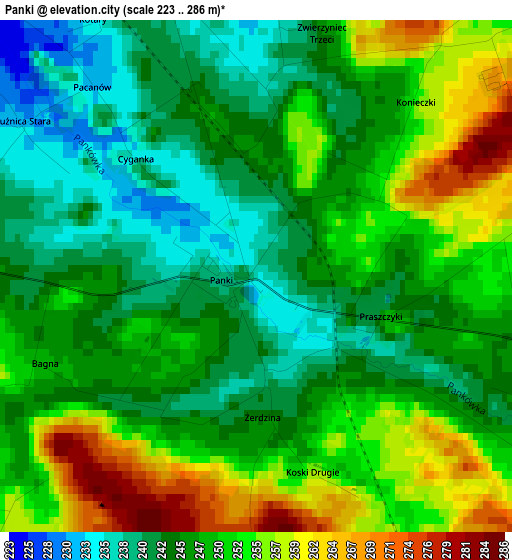 Panki elevation map